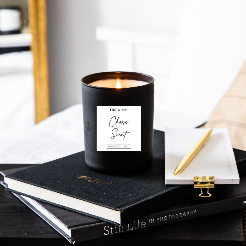 Choose Your Scent - Hand-Poured - Black Matte - Soy Wax Candle - 10oz
