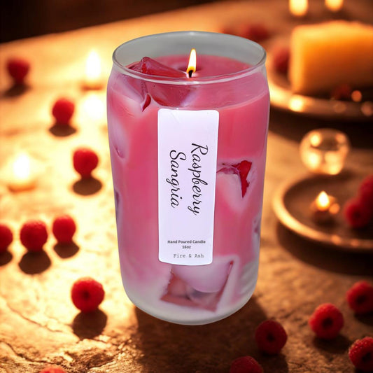 Raspberry Sangria - Limited Edition - Hand-Poured - Soy Wax Candle - 16oz Glass Tumbler