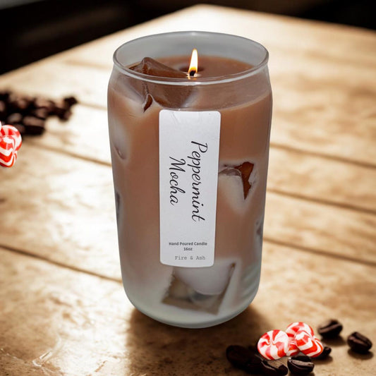 Peppermint Mocha - Hand-Poured - Soy Wax Candle - 16oz Glass Tumbler
